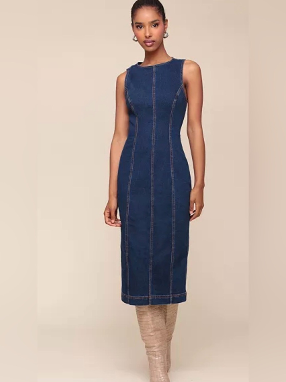 Avec Les Filles
Women's Sleeveless Denim Midi Dress